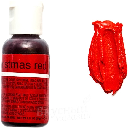 Фото краска красная рождественская гелевая christmas red liqua-gel chefmaster, 20 гр.