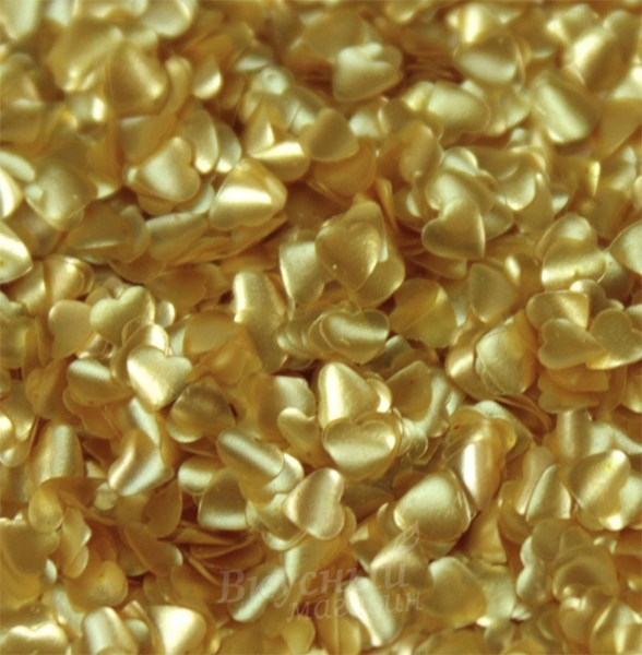 Фото блестки съедобные сердца золото edible gold hearts raindow dust, 2 гр.