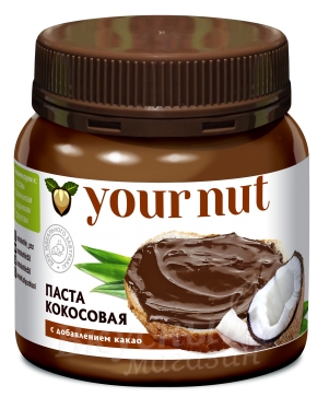 Фото кокосовая паста с добавлением какао your nut, 250 гр.