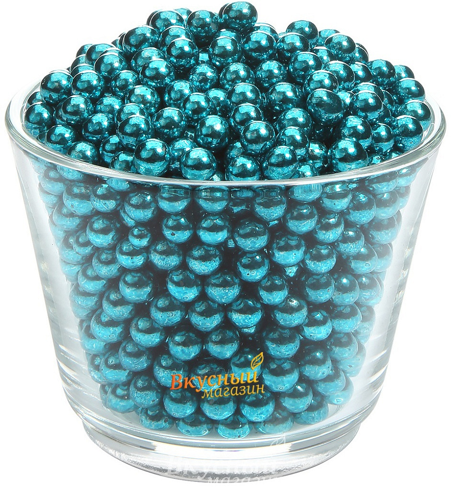 Фото декор шарики голубые перламутровые 6 мм. florensuc, 100 гр.