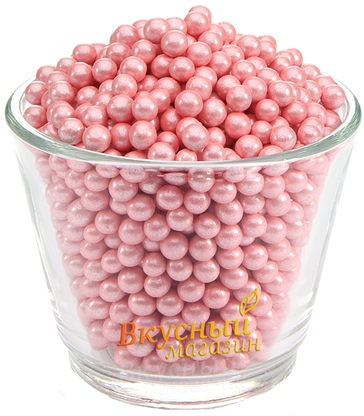 Фото декор шарики розовый перламутр 5 мм. сладкий мишка sweet bear, 100 гр.