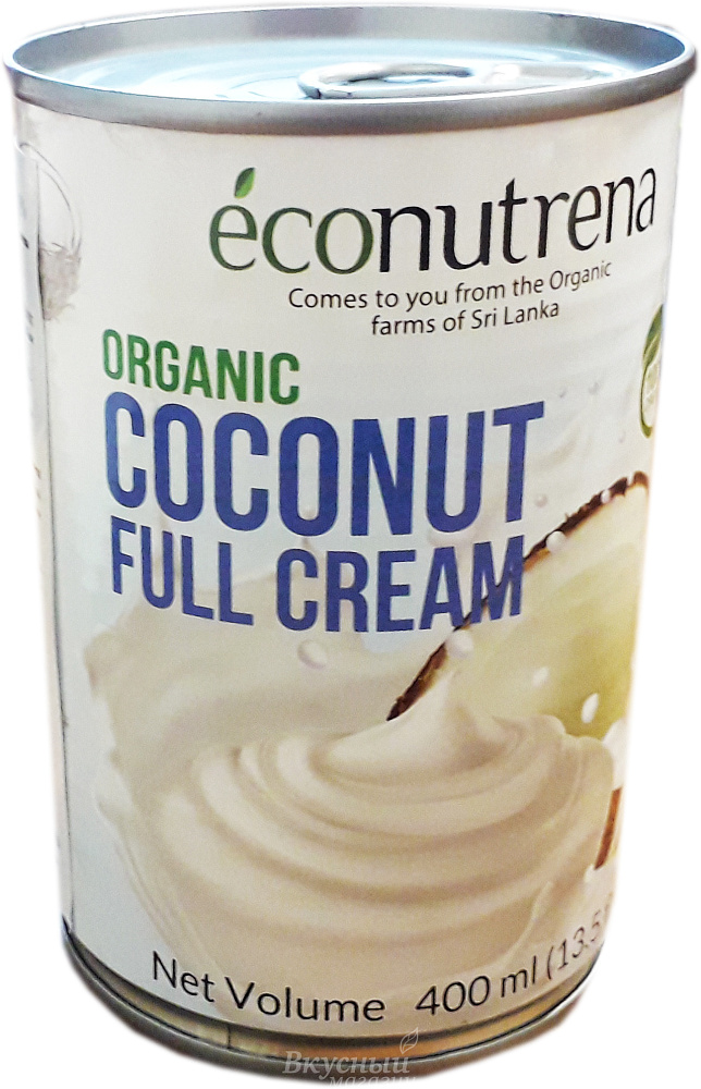 Фото кокосовые сливки органические 30% econutrena, 400 мл.