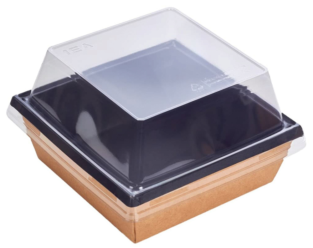 Фото упаковка для бенто-торта 11х11х8,5 с прозр. крышкой черная oneclick 550/bblack