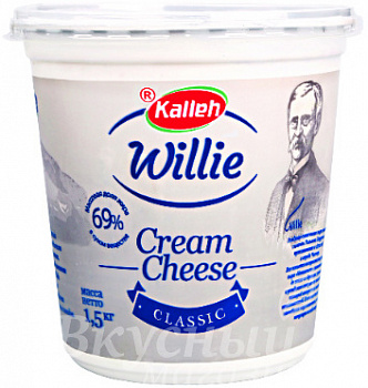 Фото сыр сливочный cream cheese willie kalleh 69%, 1,5 кг.