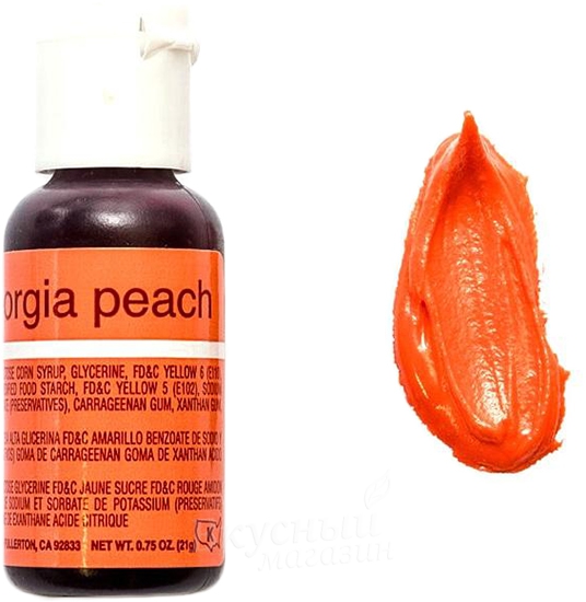 Фото краска персиковая гелевая georgia peach liqua-gel chefmaster, 20 гр.