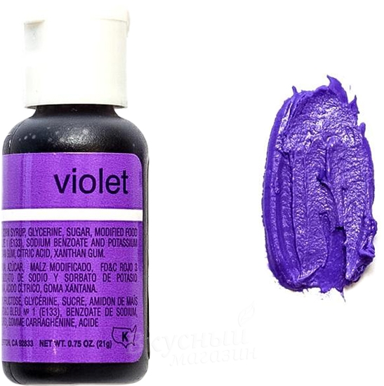 Фото краска фиолетовая гелевая violet liqua-gel chefmaster, 20 гр.