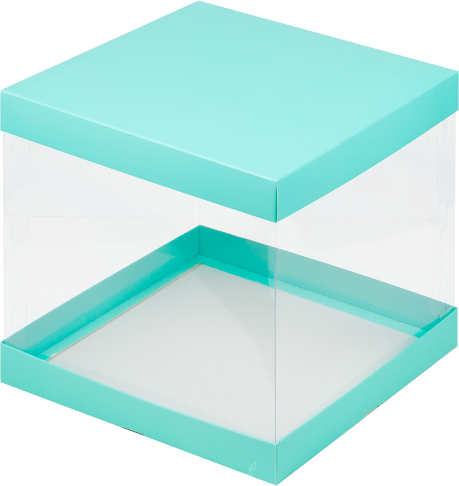 Фото упаковка для торта на 1,5 кг. 23,5х23,5х22 прозрачная тиффани премиум
