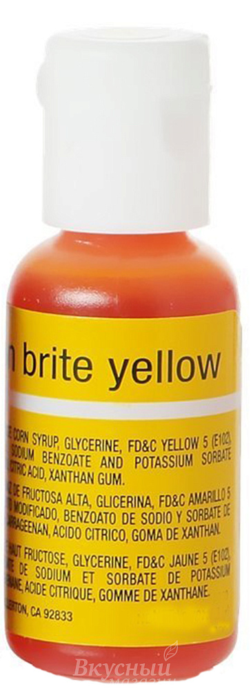 Фото краска для аэрографа желтая яркая neon bright yellow chefmaster, 18 гр. 