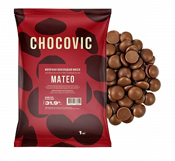 Фото шоколад молочный 31,9% какао в галетах матео chocovic, 1 кг.