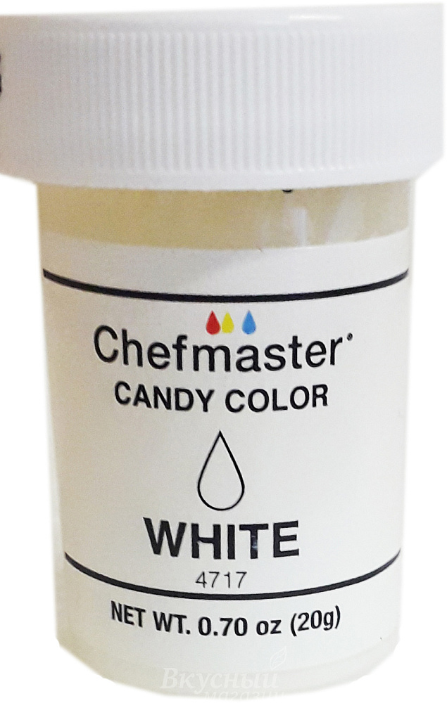 Фото краска гелевая жирорастворимая белая white candy color chefmaster, 20 гр.