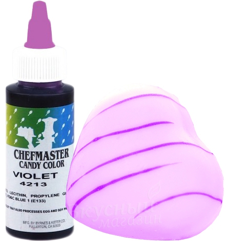 Фото краска гелевая жирорастворимая фиолетовая violet candy color chefmaster, 56 гр.