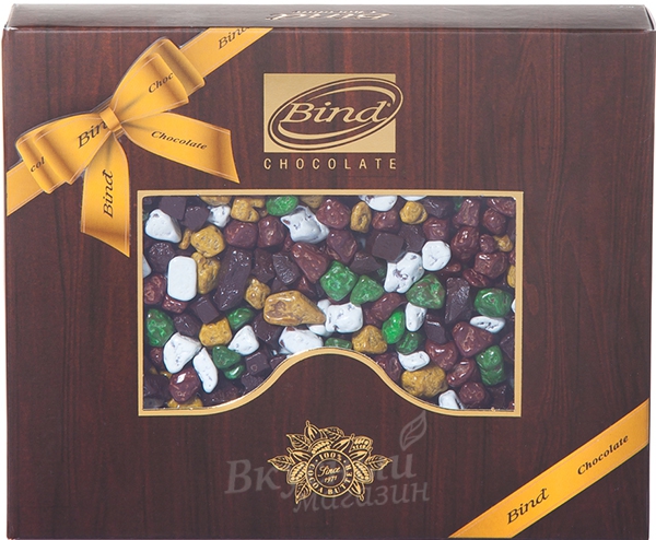Фото украшение шоколадное камешки микс в коробке bind, 100 гр.