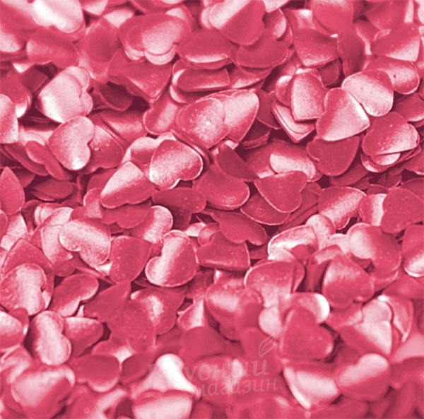Фото блестки съедобные сердца розовые edible pink hearts raindow dust, 2 гр.