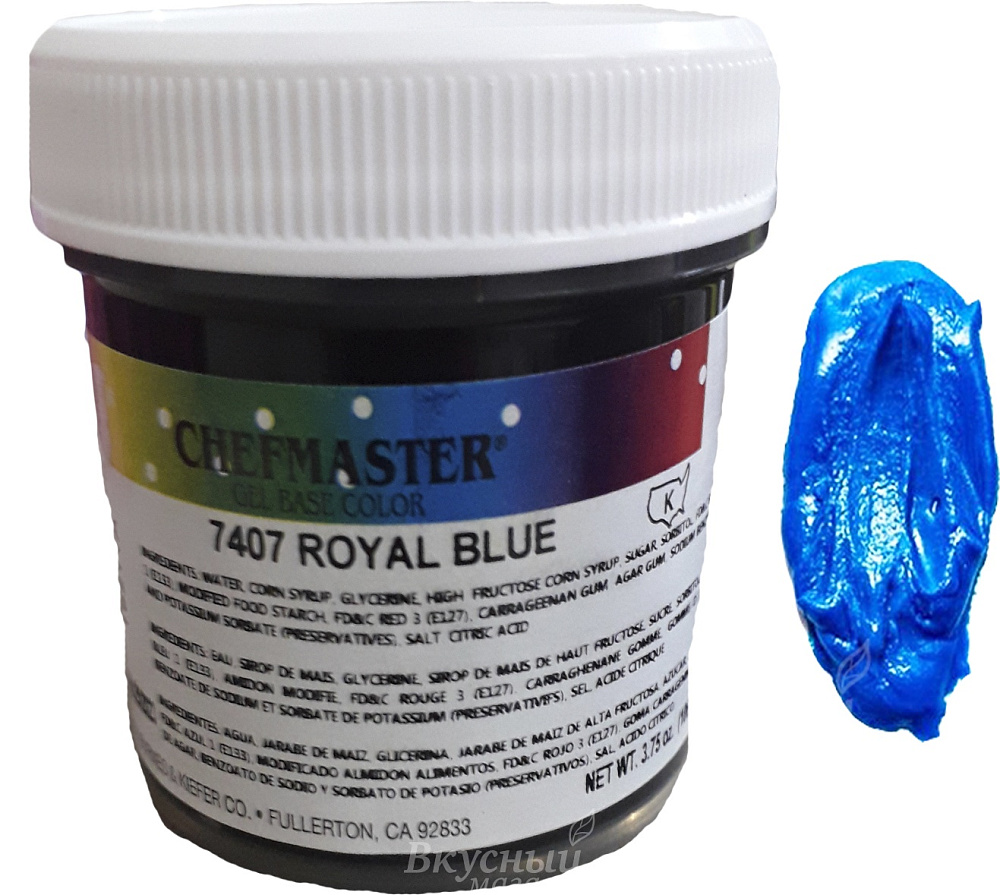 Фото краска синий королевский гелевая концентрир. royal blue chefmaster, 106 гр.