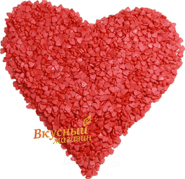 Фото декор сердечки красные мини, 100 гр.