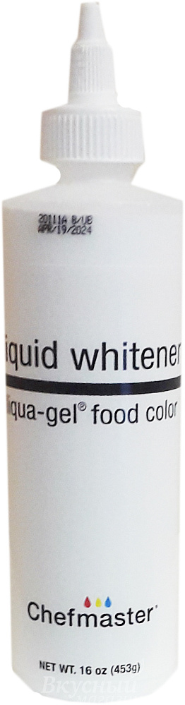 Фото краска белая гелевая liquid whitener liqua-gel chefmaster, 453 гр.