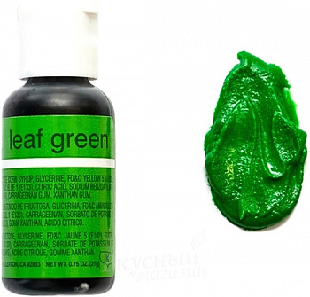 Фото краска зеленый лист гелевая leaf green liqua-gel chefmaster, 20 гр.