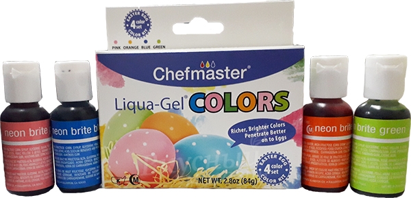 Фото краски гелевые набор неоновые цвета liqua-gel colors chefmaster neon color, 4 цвета по 20 гр.