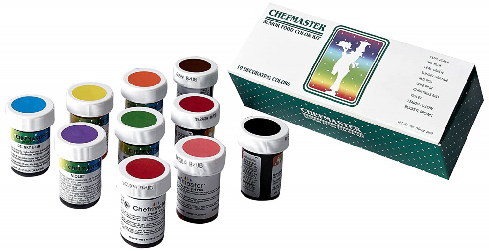 Фото краски гелевые набор chefmaster, 10 цветов по 28 гр.
