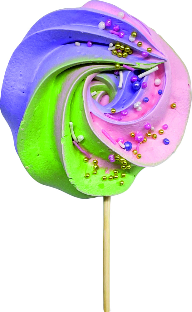Фото топпер для торта безе завиток фиолетовый/розовый/зеленый