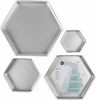 Фото форма металлическая набор шестиугольник 4 шт. performance pans wilton 2105-3572