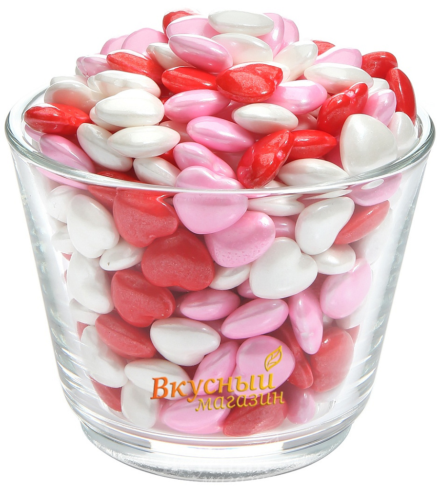 Фото декор сердечки красно-бело-розовые sweet bear, 50 гр.