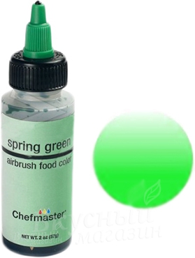 Фото краска для аэрографа зеленая spring green chefmaster, 57 гр.