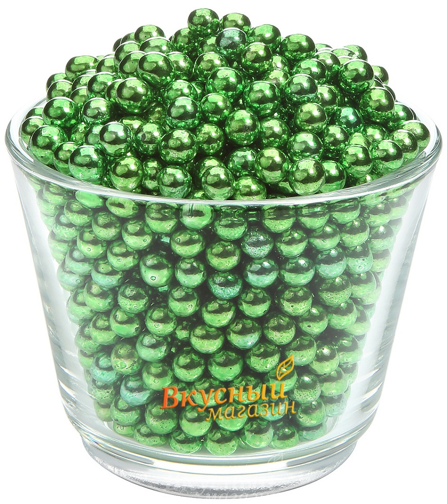 Фото декор шарики зеленые перламутровые 6 мм. florensuc, 100 гр.