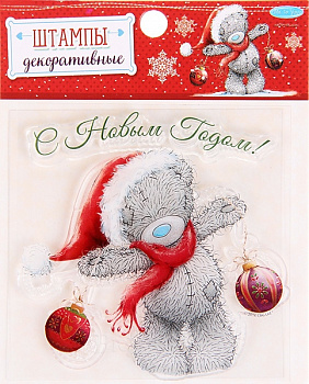 Фото штамп мишка теддi с новым годом!