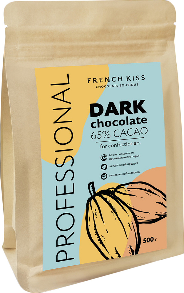 Фото шоколад горький 65% какао в галетах french kiss, 500 гр. 