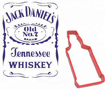 Фото трафарет для мастики/марципана виски jack daniels 12,5 см. с вырубкой м532