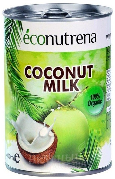 Фото кокосовое молоко органическое 17% econutrena, 400 мл.